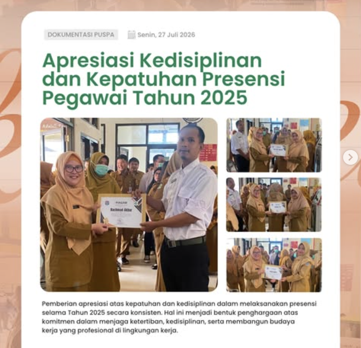 Apresiasi Kedisiplinan dan Kepatuhan Presensi Pegawai Tahun 2025